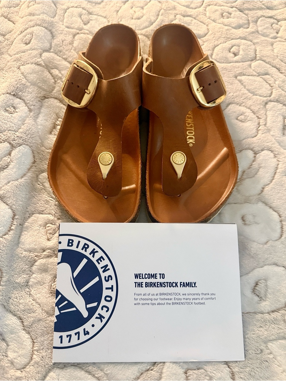 Birkenstock Gizeh Big Buckle Leather Sandals, Cognac